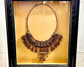 Antique Bedouin Silver Ceremonial Wedding Necklace Framed (Est. Value $1200)