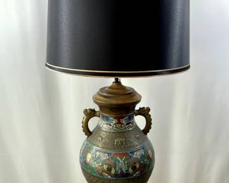 Antique Bronze Chinese Champleve Lamp (Est. Value $800)