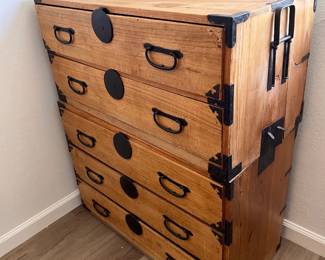 2 Antique Korean 4 Drawer Tansu