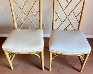 Set of Two Bamboo Style Dining Chairs
