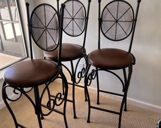 Set of 4 Wrought Iron Bar Stools SOLD