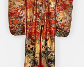 Stunning Vintage Japanese Silk Wedding Kimono (7'L x 5' W)