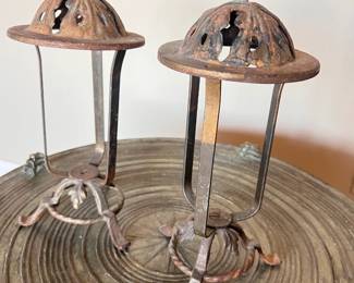 Pair Handmade Iron Candle Holders