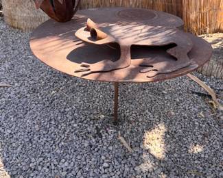 Corten Steel Lilly Pond Table With Frog
