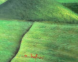Large Acrylic Painting of Golf Course (53.5"x42") Framed