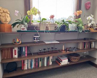 Orchids, books, decor