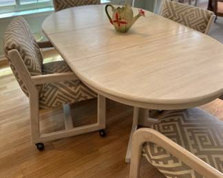 Kitchen table with 4 chairs on casters 