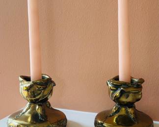 French Rocco style cast bra's candleholders 