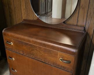 Waterfall Dresser and Round Mirror