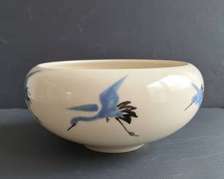 Japanese Porcelain Bowl with Crane Motif