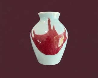 Celadon Glazed Vase with Red Drip Glaze