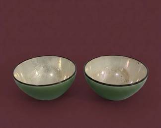 Green Ceramic Bowl with Speckled Interior