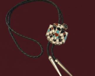 Vintage Zuni Inlay Thunderbird Bolo Tie