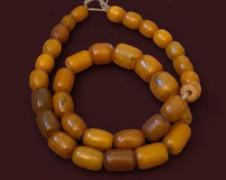 Vintage Bakelite Amber Bead Necklace