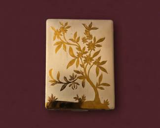 Art Nouveau Floral Tree Etched Card Case by Elgin American