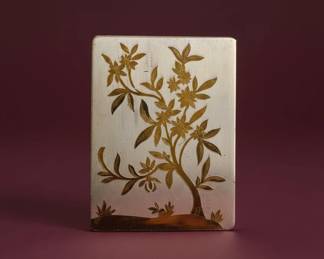 Vintage Elgin American Etched Floral Compact