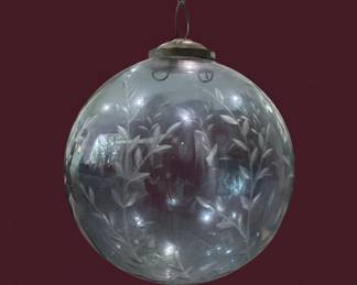 Large Etched Glass Kugel Pendant Light second image