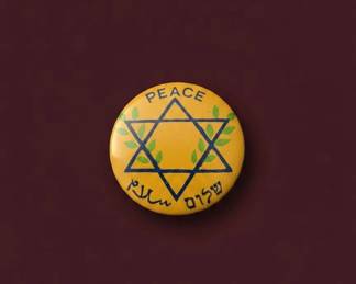 Peace Button with Star of David, Shalom, and Salaam
