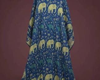 Indian Elephant and Palm Tree Tapestry Throw Blanket