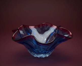Murano Style Peacock Art Glass Bowl