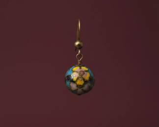 Vintage Turquoise Blue Cloisonn Enamel Floral Ball Earrings second image