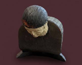 Carved Wooden Turtle Figure with Dharma Inscription fourth image