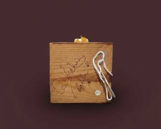 Caricature Wooden Block Signed Cat Whiskers and Baldini