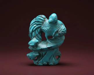 Turquoise Carved Rooster Figurine, Chinese Origin