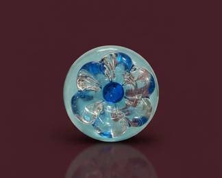 Vintage Blue Art Glass Footed Bowl seda Style third image