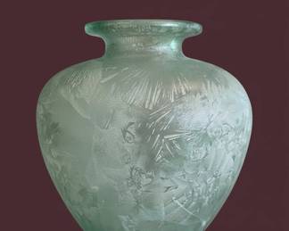 Large Frosted Art Glass Vase second image