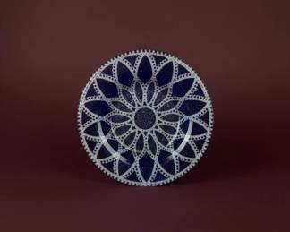 Blue and White Floral Stained Glass Suncatcher
