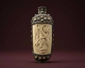 Carved Bone and Metal Snuff Bottle B second image