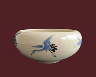 Japanese Porcelain Bowl with Crane Motif