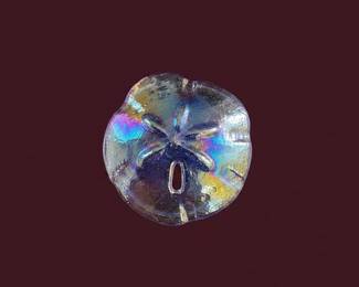 Iridescent Glass Sand Dollar Paperweight