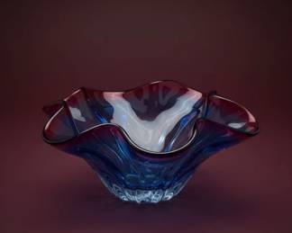 Murano Style Peacock Art Glass Bowl