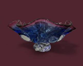 Murano Style Peacock Art Glass Bowl second image