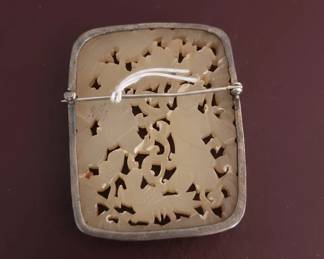 Carved Jadeite Plaque Brooch second image
