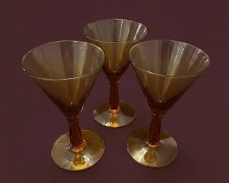Amber Glass Martini Glasses Set of