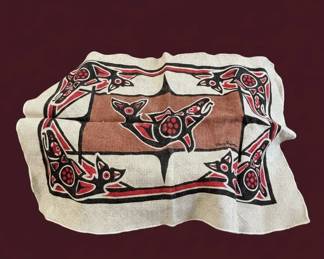 Pacific Northwest Indigenous Art Textile Killer Whale Design
