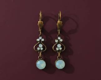 Art Nouveau Style Crystal Dangle Earrings with Heart Detail second image