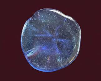 Blown Glass Sand Dollar Paperweight Blue Iridescent second image