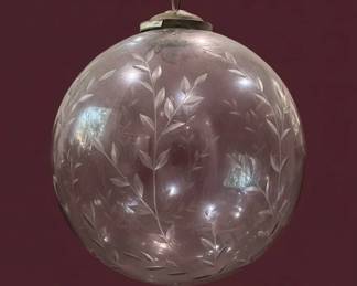 Large Etched Glass Kugel Pendant Light
