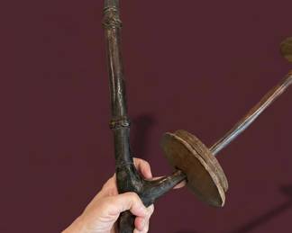African Carved Wooden Figure and Spindle