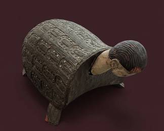 Carved Wooden Turtle Figure with Dharma Inscription third image