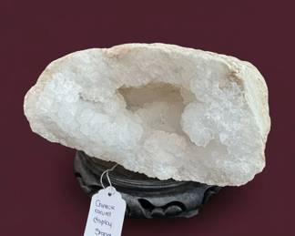 Large White Agate Geode Slice second image