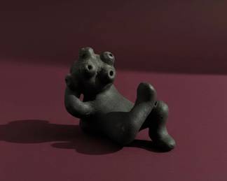 Santa Clara Pueblo Blackware Mudhead Figurine