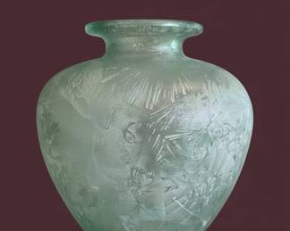 Large Frosted Art Glass Vase second image