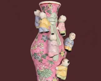 Chinese Famille Rose Porcelain Fertility Vase with Children Figures third image