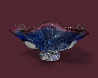 Murano Style Peacock Art Glass Bowl second image