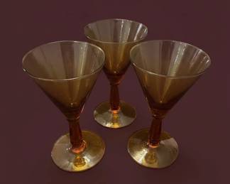 Amber Glass Martini Glasses Set of